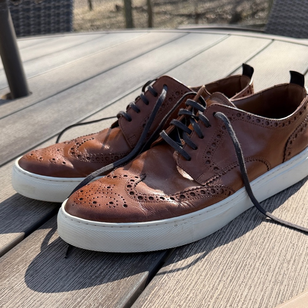 Men's Cole Haan British Tan Brown Leather Brogue Wingtip Sneakers 11.5